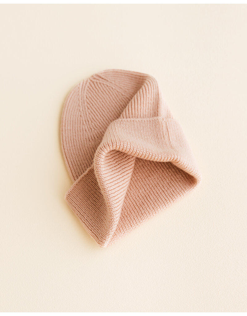 Hvid Beanie Fonzie Newborn Sand