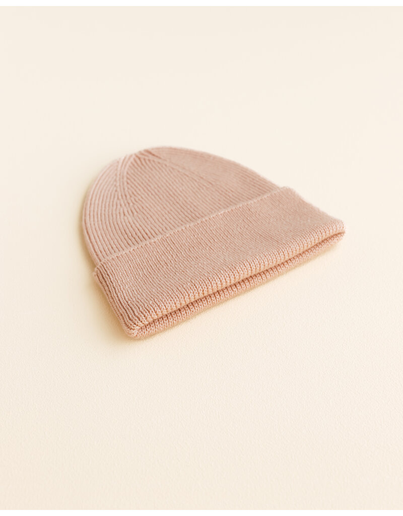 Hvid Beanie Fonzie Newborn Sand