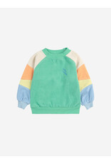 Bobo Choses Green Color Block Terry Cloth Sweatshirt