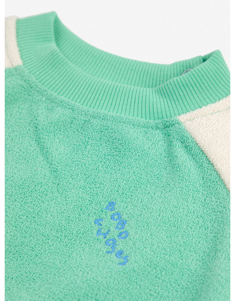 Bobo Choses Green Color Block Terry Cloth Sweatshirt