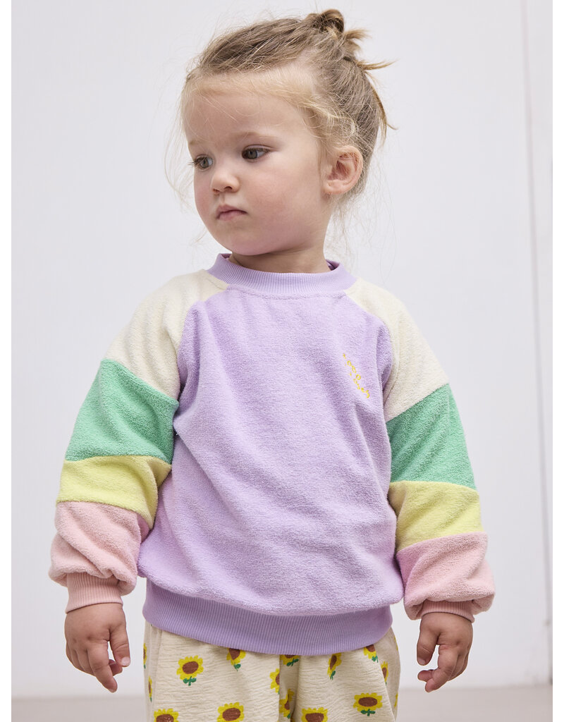 Bobo Choses Lila Color Block Terry Cloth Sweatshirt