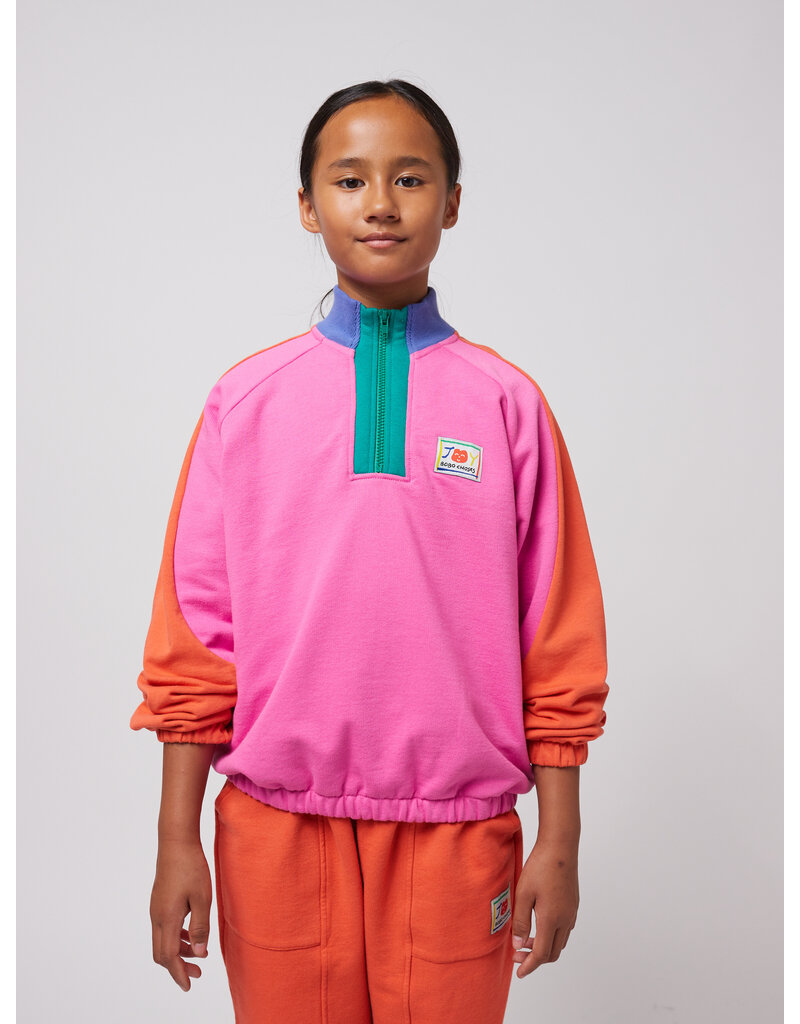 Bobo Choses Smiling color Block 1/4 Zipped Sweatshirt