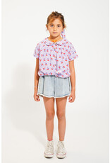 piupiuchick Peter Pan Collar Shirt Purple Checkered Cherries