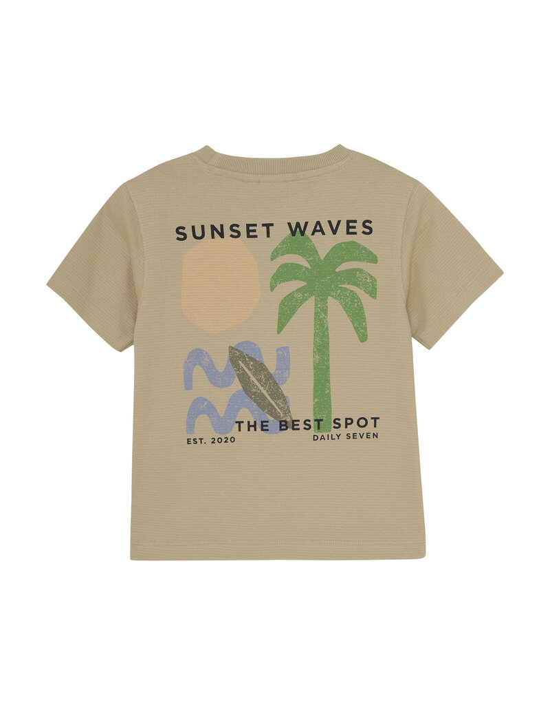 Daily Seven T-Shirt Structure Print Latte Sand