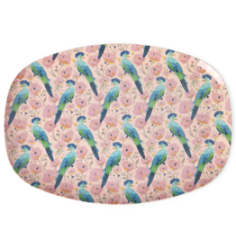 Rice Groot Rechthoekig bord - Zacht roze - Exotic Bird Print