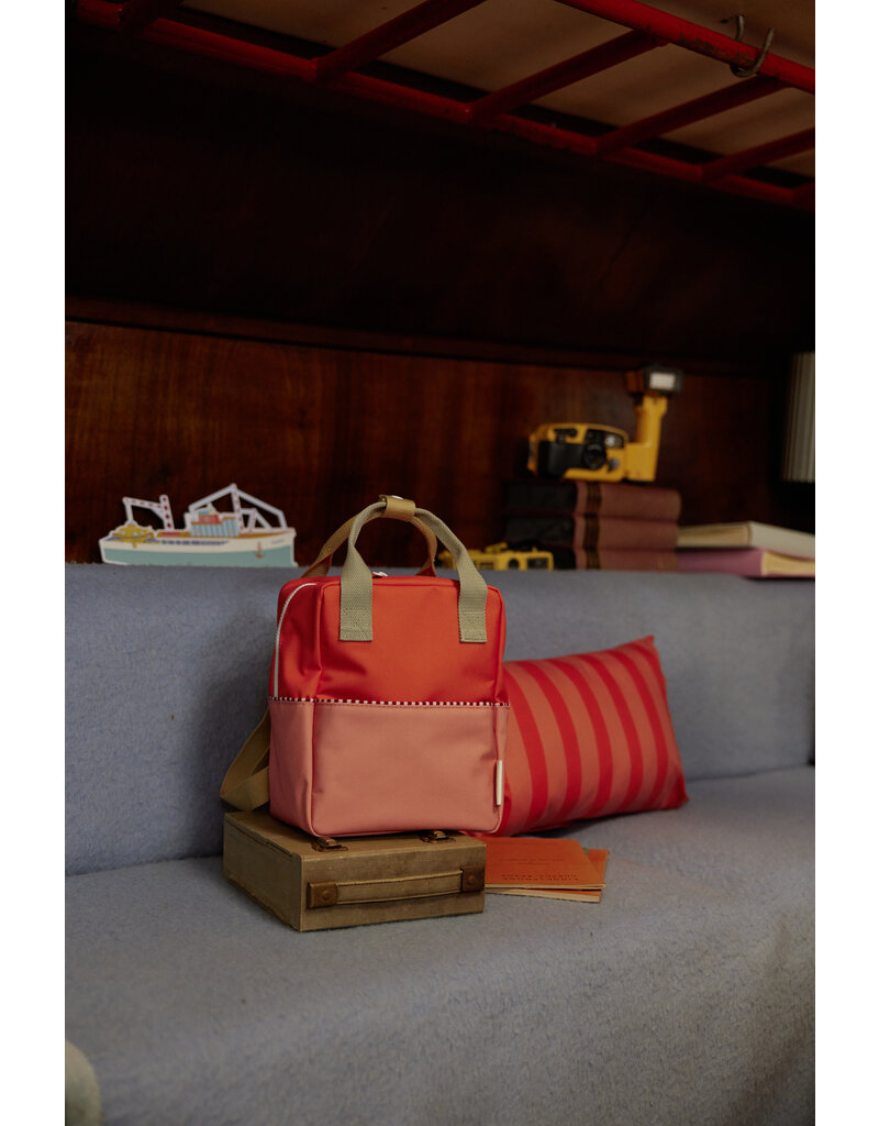 Sticky Lemon Backpack small | wonders | colourblocking | lifebuoy orange + coral pink