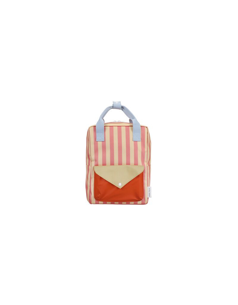 Sticky Lemon Backpack Medium | wonders | envelope | stripes coral pink + sandy yellow