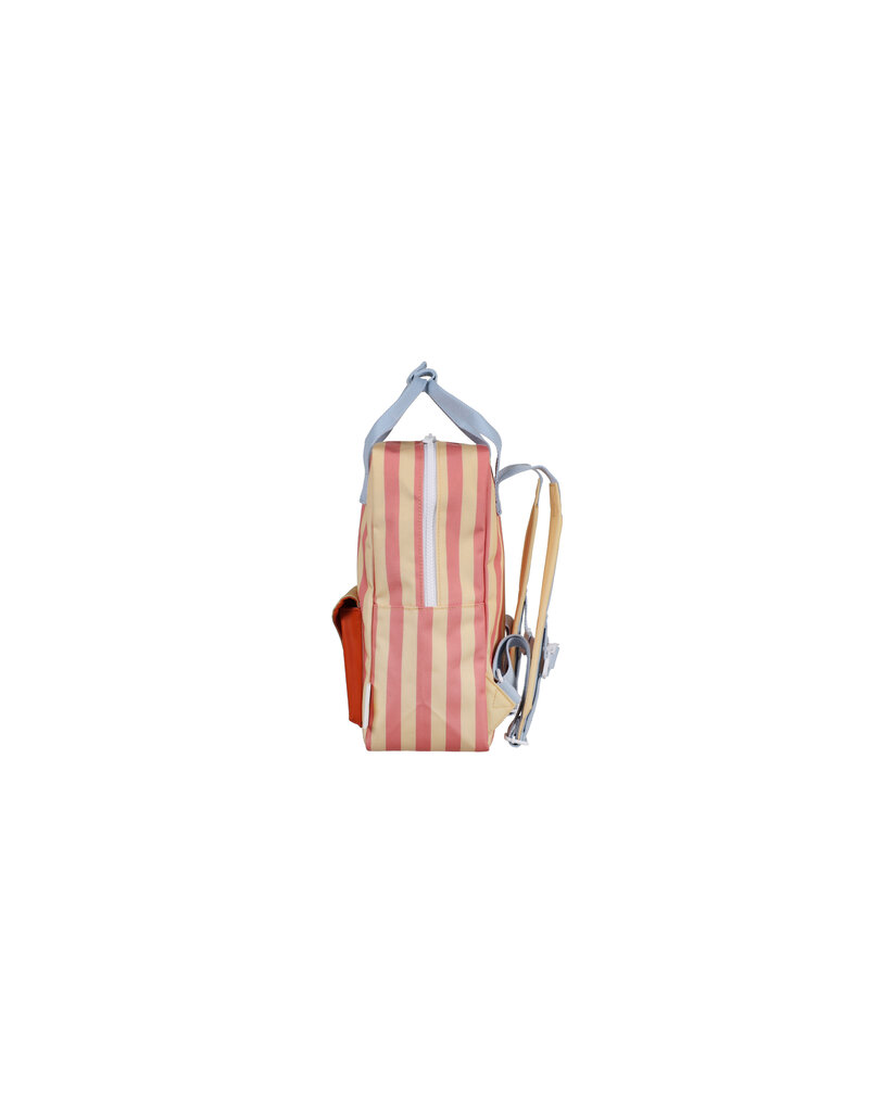 Sticky Lemon Backpack Medium | wonders | envelope | stripes coral pink + sandy yellow