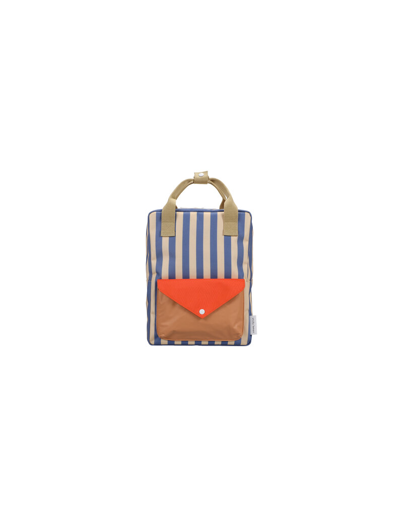 Sticky Lemon Backpack Medium | wonders | envelope | stripes blue whale + sandy yellow