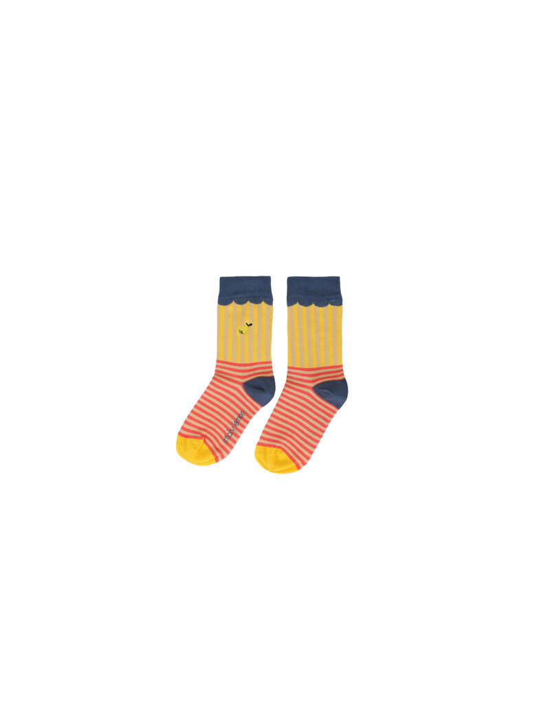 Sticky Lemon Socks | wonders | stripes submarine yellow + coral pink