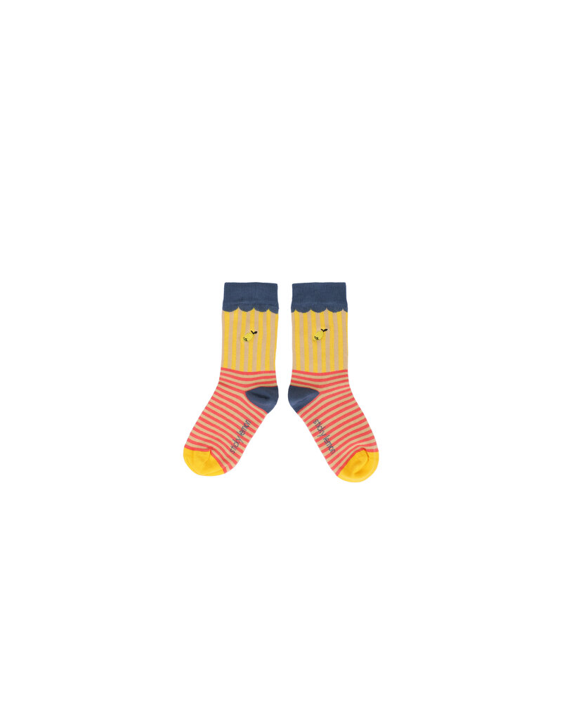 Sticky Lemon Socks | wonders | stripes submarine yellow + coral pink
