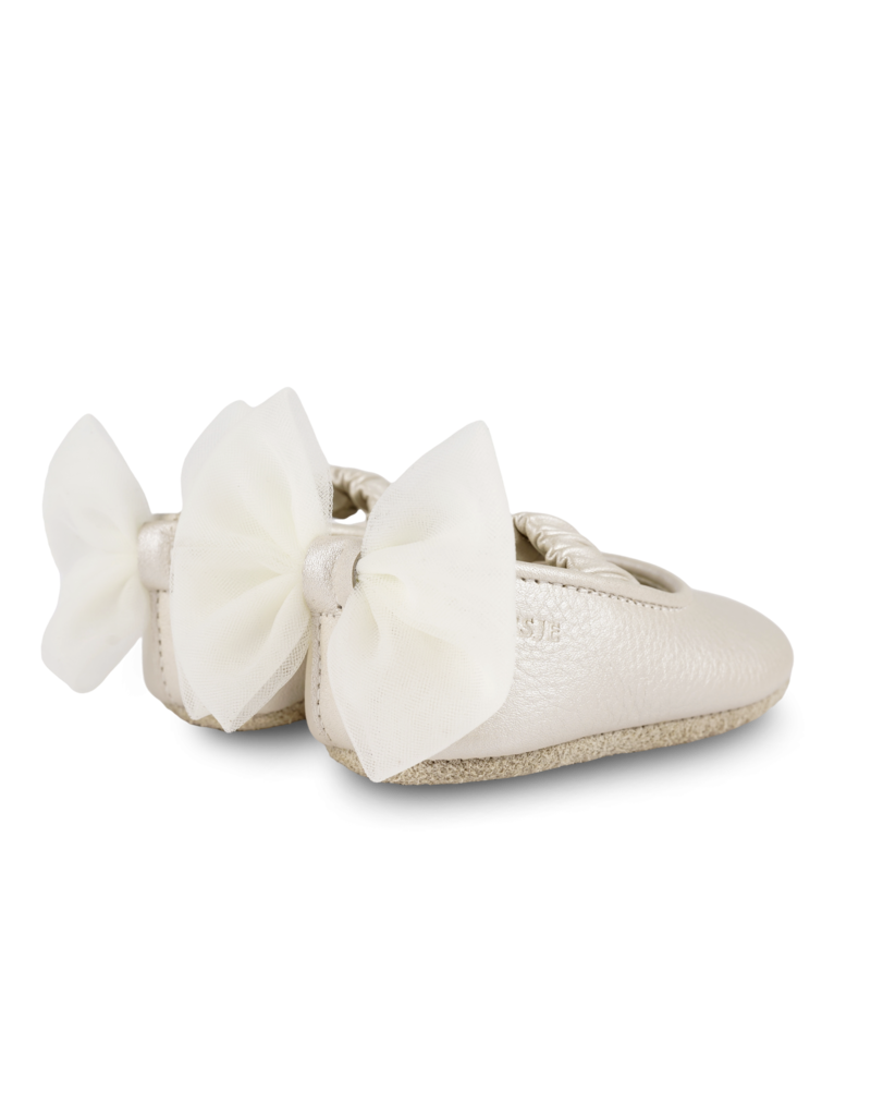 Donsje Luyax Ballerinas Off White Metallic Leather