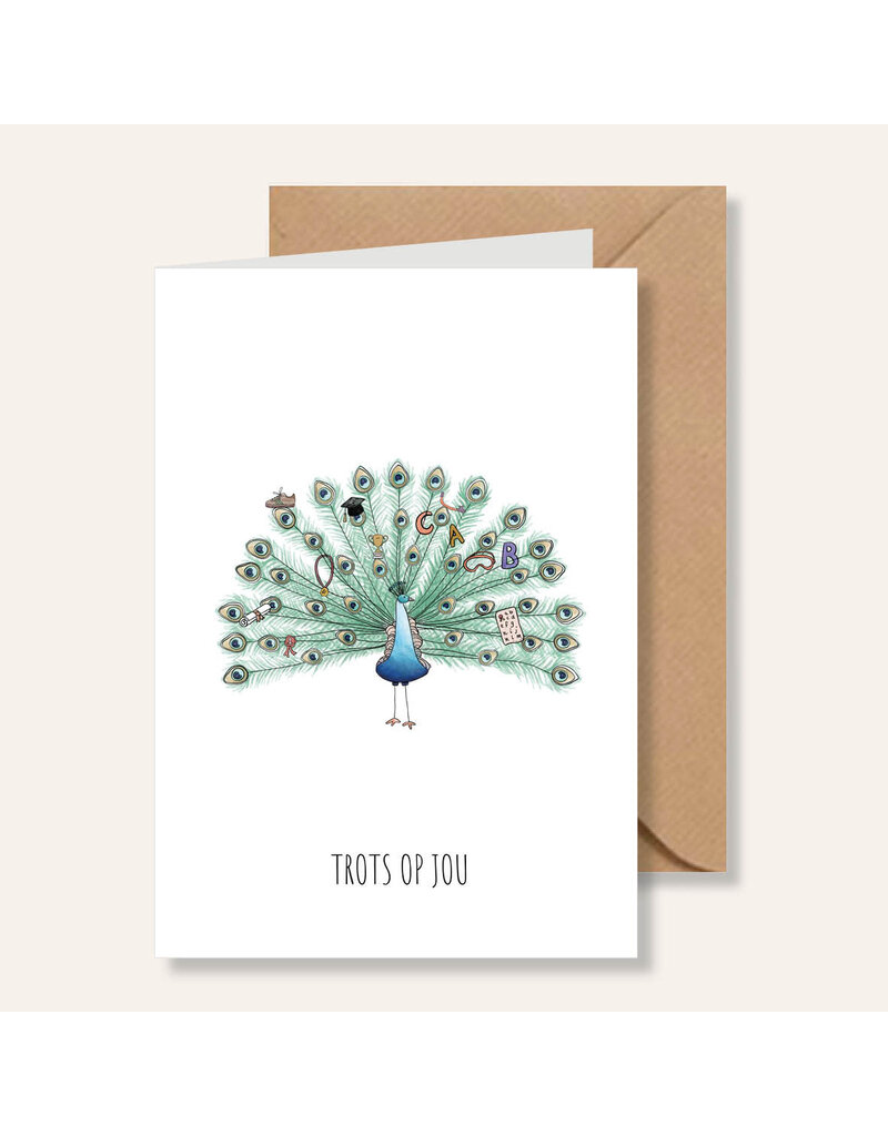 Juulz Illustrations & Design Gevouwen Kaart Pauw - Trots op jou