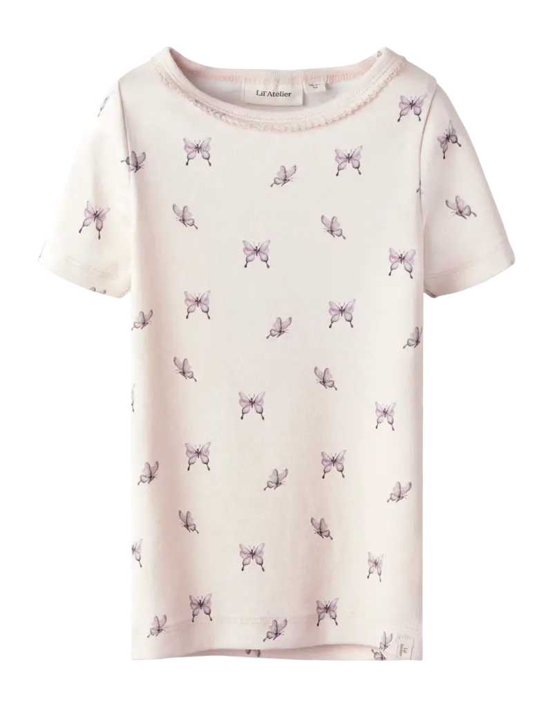 Lil' Atelier Gayo Sig Slim Top Peach Blush Butterfly