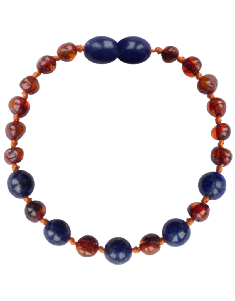Barnsteen Armband 14CM Cognac/Lapis Lazuli