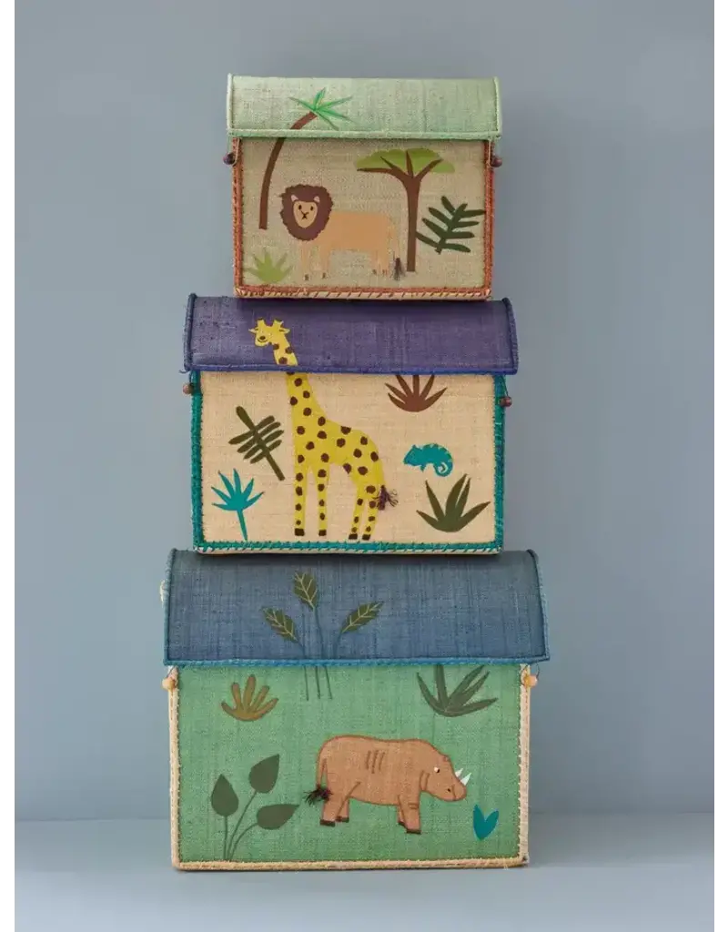 Rice Middelgroot Raffia Opberghuis | Zacht groen | Jungle Theme