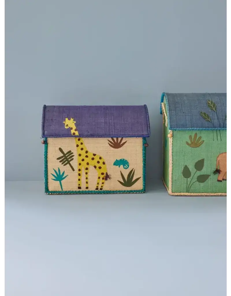 Rice Middelgroot Raffia Opberghuis | Zacht groen | Jungle Theme