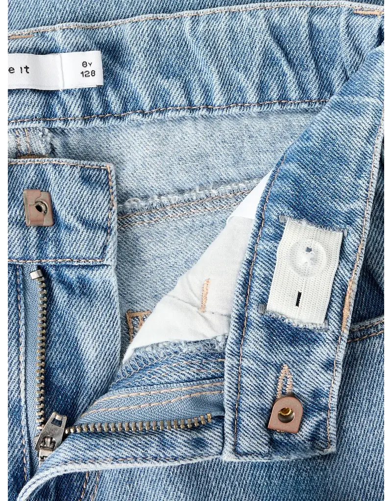 name it Rose Wide Jeans Light Blue Denim Emb