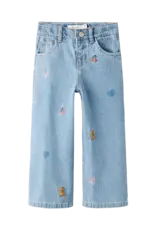 name it Rose Wide Jeans Light Blue Denim Emb
