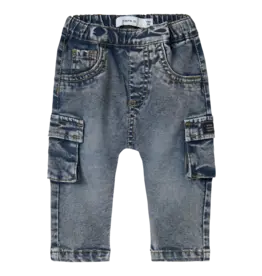 name it Ben Baggy Cargo Pants Dark Blue Denim