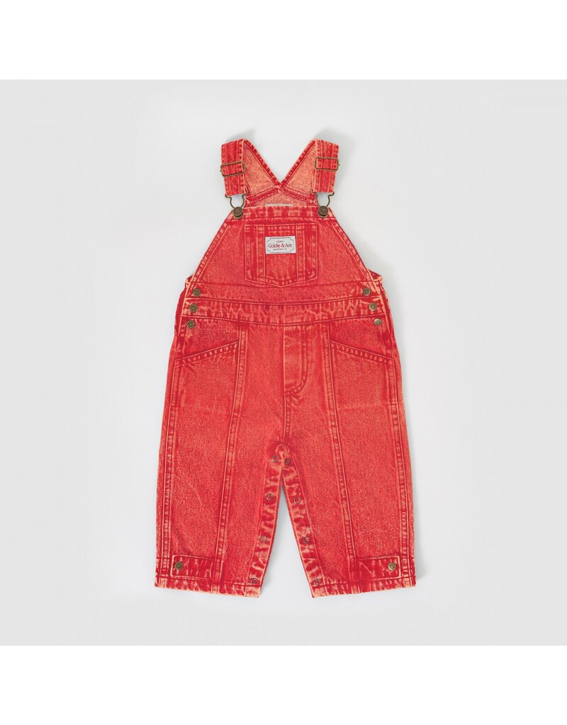 Goldie + Ace Blake Vintage Washed Denim Overalls Apple Red