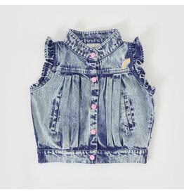 Goldie + Ace Elodie Embroidered Denim Vest