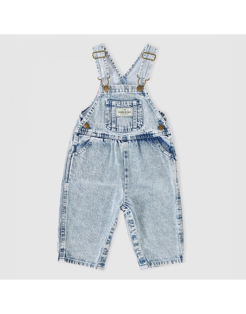 Goldie + Ace Austin Vintage Washed Denim Overalls Light Denim