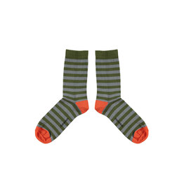 piupiuchick Short Socks Green & Blue Stripes