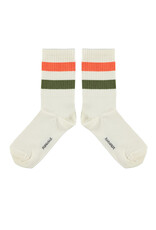 piupiuchick Socks Ecru w. Green & Orange Stripes