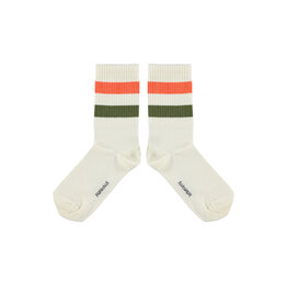 piupiuchick Socks Ecru w. Green & Orange Stripes