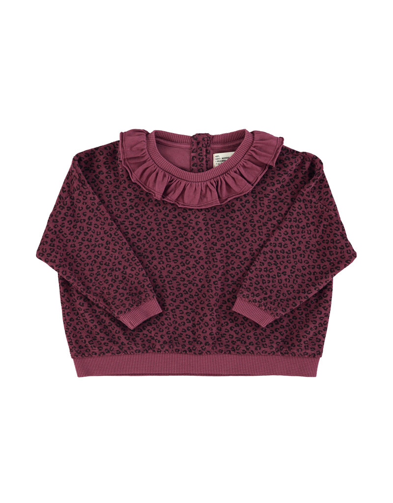 piupiuchick Terry Cotton Sweatshirt Aubergine w. Animal Print
