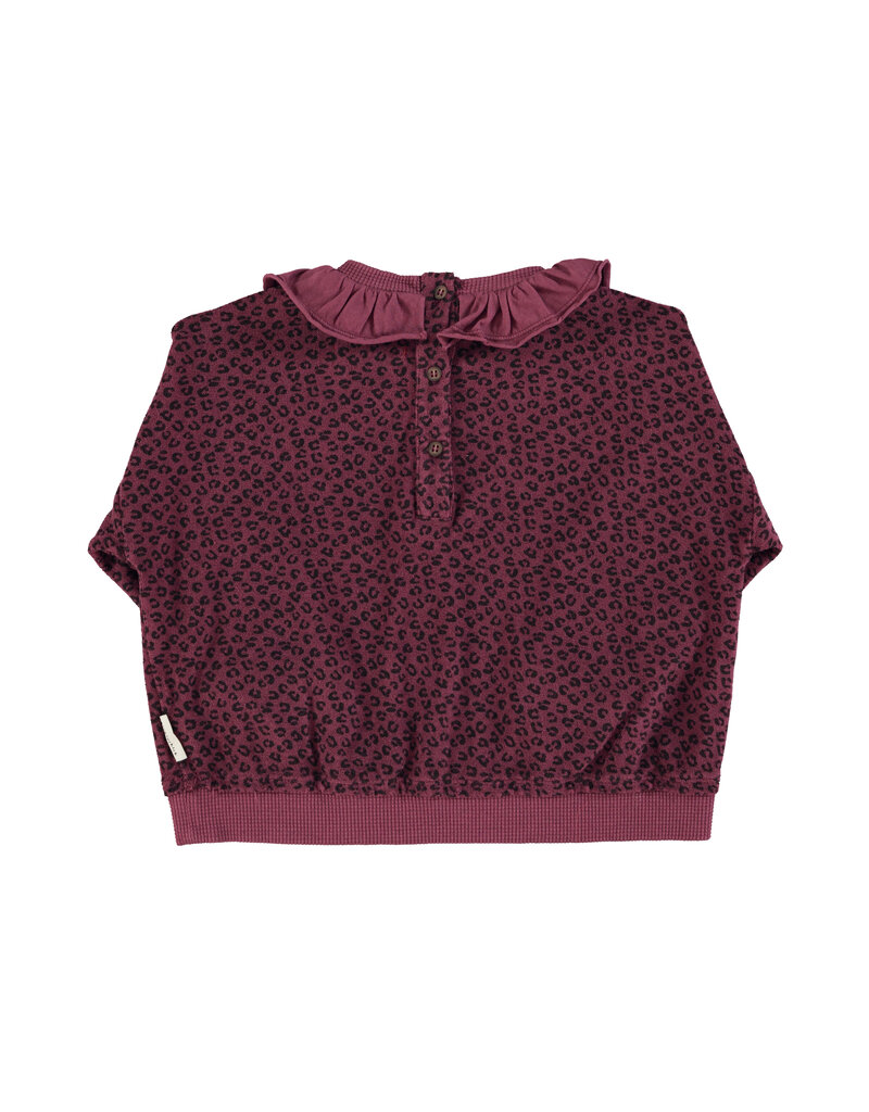 piupiuchick Terry Cotton Sweatshirt Aubergine w. Animal Print