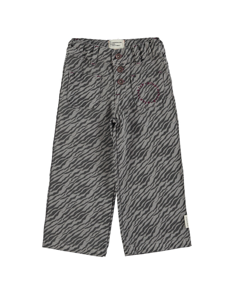 piupiuchick Flare Trousers Grey w. Zebra Print