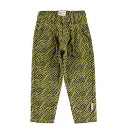 piupiuchick Mom Fit Trousers Olive Green w. Zebra Print