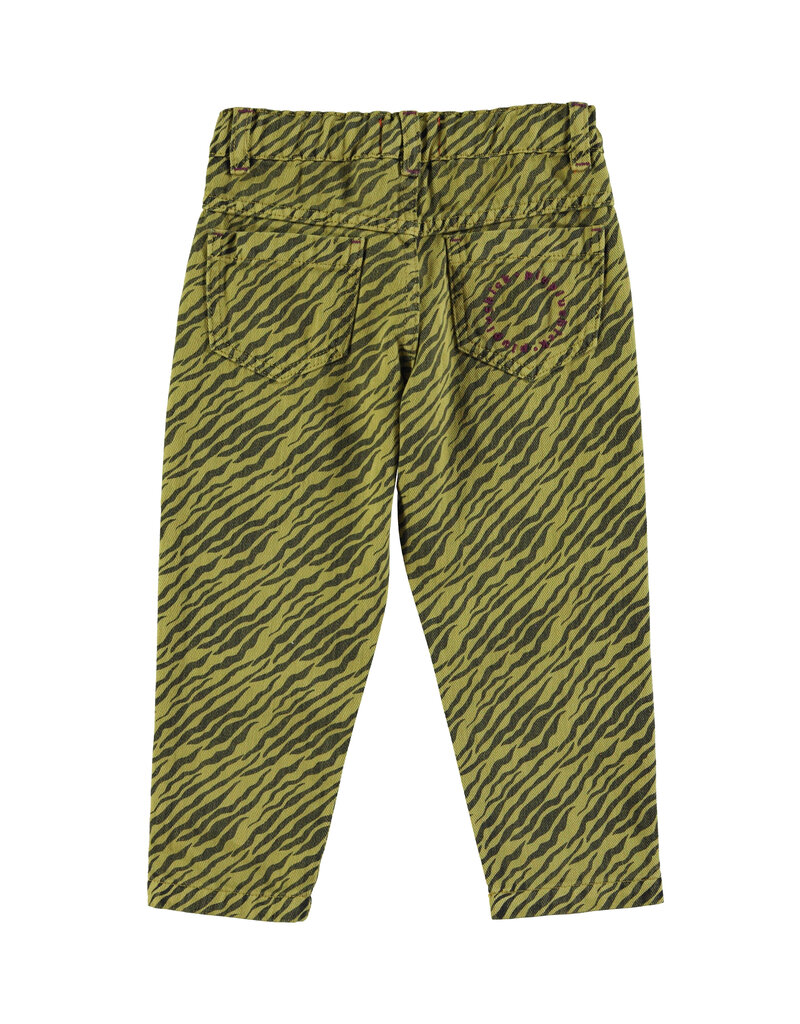 piupiuchick Mom Fit Trousers Olive Green w. Zebra Print