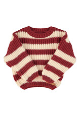 piupiuchick Knitted Sweater Bordeaux & Light Pink Stripes