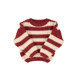 piupiuchick Knitted Sweater Bordeaux & Light Pink Stripes