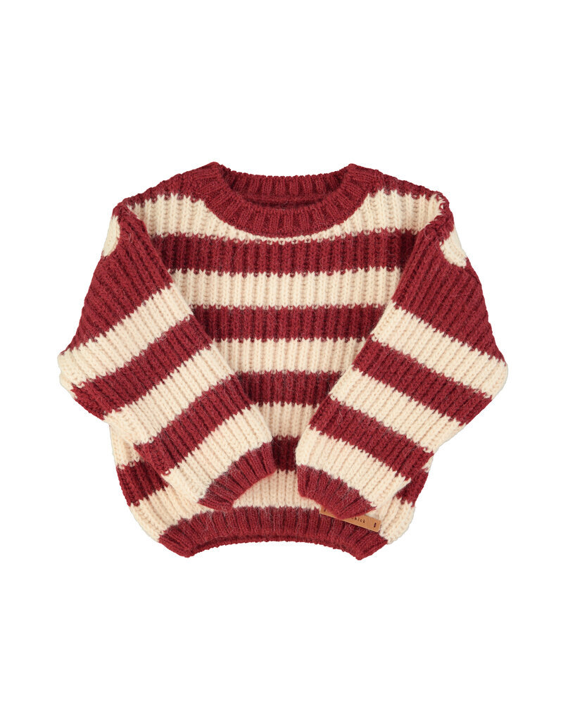 piupiuchick Knitted Sweater Bordeaux & Light Pink Stripes