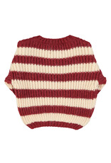 piupiuchick Knitted Sweater Bordeaux & Light Pink Stripes