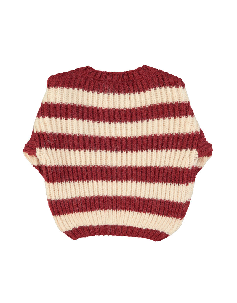 piupiuchick Knitted Sweater Bordeaux & Light Pink Stripes