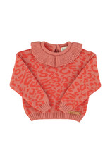 piupiuchick Knitted Sweater w. Collar Pink Animal Print