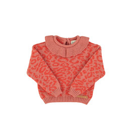 piupiuchick Knitted Sweater w. Collar Pink Animal Print