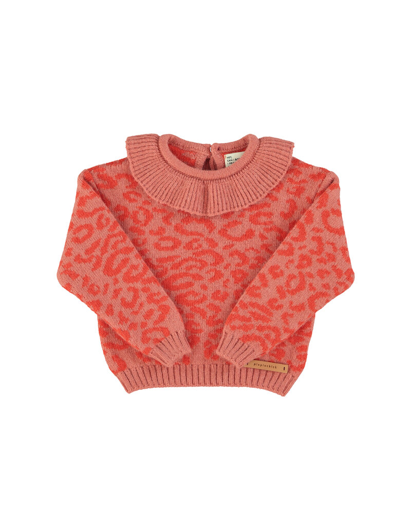 piupiuchick Knitted Sweater w. Collar Pink Animal Print
