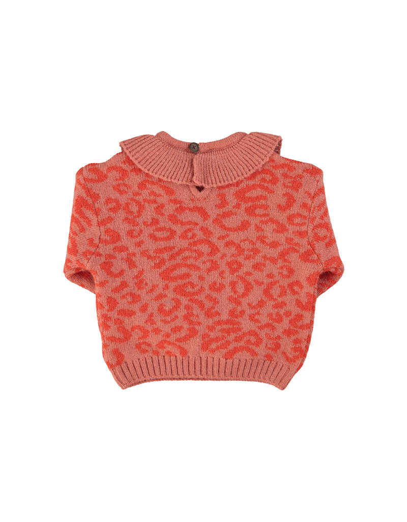 piupiuchick Knitted Sweater w. Collar Pink Animal Print
