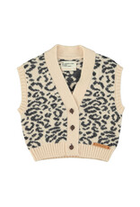 piupiuchick Knitted Waistcoat Light Pink Black Animal Print