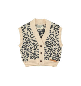 piupiuchick Knitted Waistcoat Light Pink Black Animal Print
