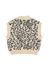 piupiuchick Knitted Waistcoat Light Pink Black Animal Print