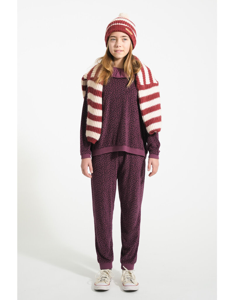 piupiuchick Terry Cotton Sweatshirt Aubergine w. Animal Print