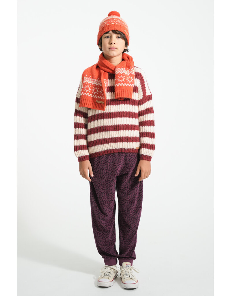 piupiuchick Knitted Sweater Bordeaux & Light Pink Stripes