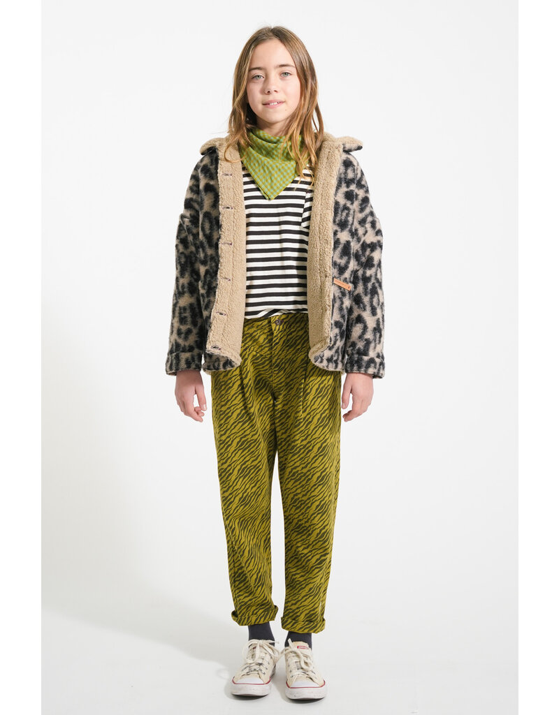 piupiuchick Mom Fit Trousers Olive Green w. Zebra Print